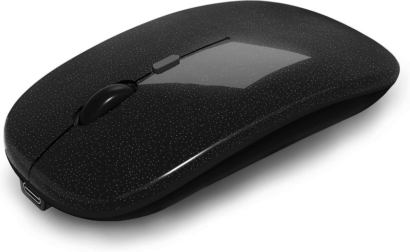 AOLIKOKO Wireless Bluetooth Mouse Rechargeable Laptop Mice Use Portable(Bluetooth5.2 and USB 2.4G) Dual Mode Connection Silent Slim Computer Mouse for Laptop/iPad Tablet/Apple MacBook/PC(Bright Black) - Image 1
